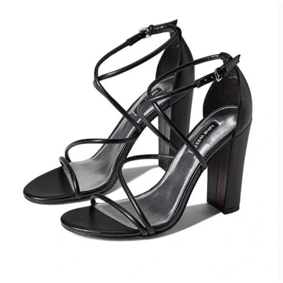 Nine West Maer Block Heels 8.5 NWOT Sandals Party Glam Cocktail - Picture 1 of 8